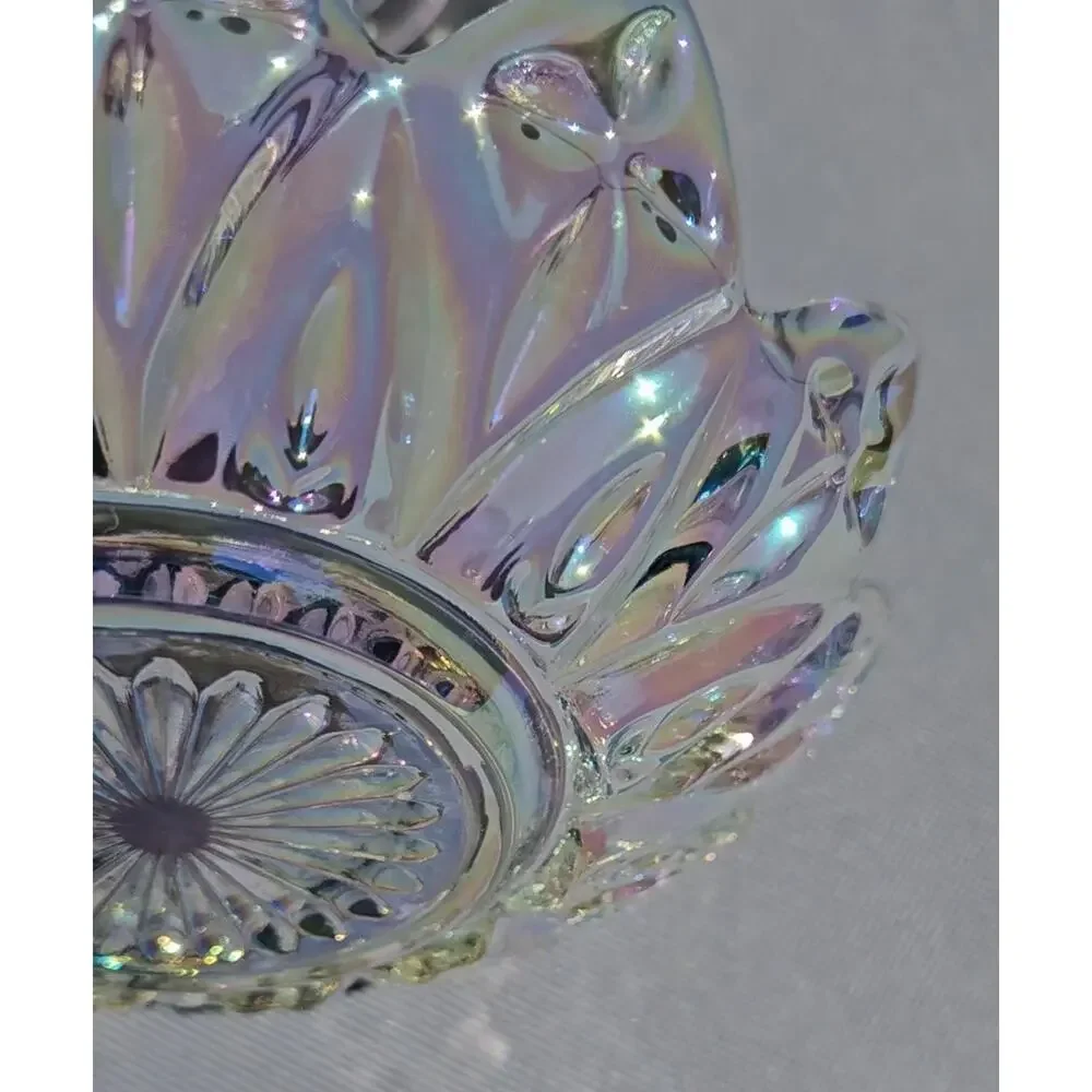 Vintage Federal Glass Petal #2829 Iridescent Dessert Berry Bowls Set of 6